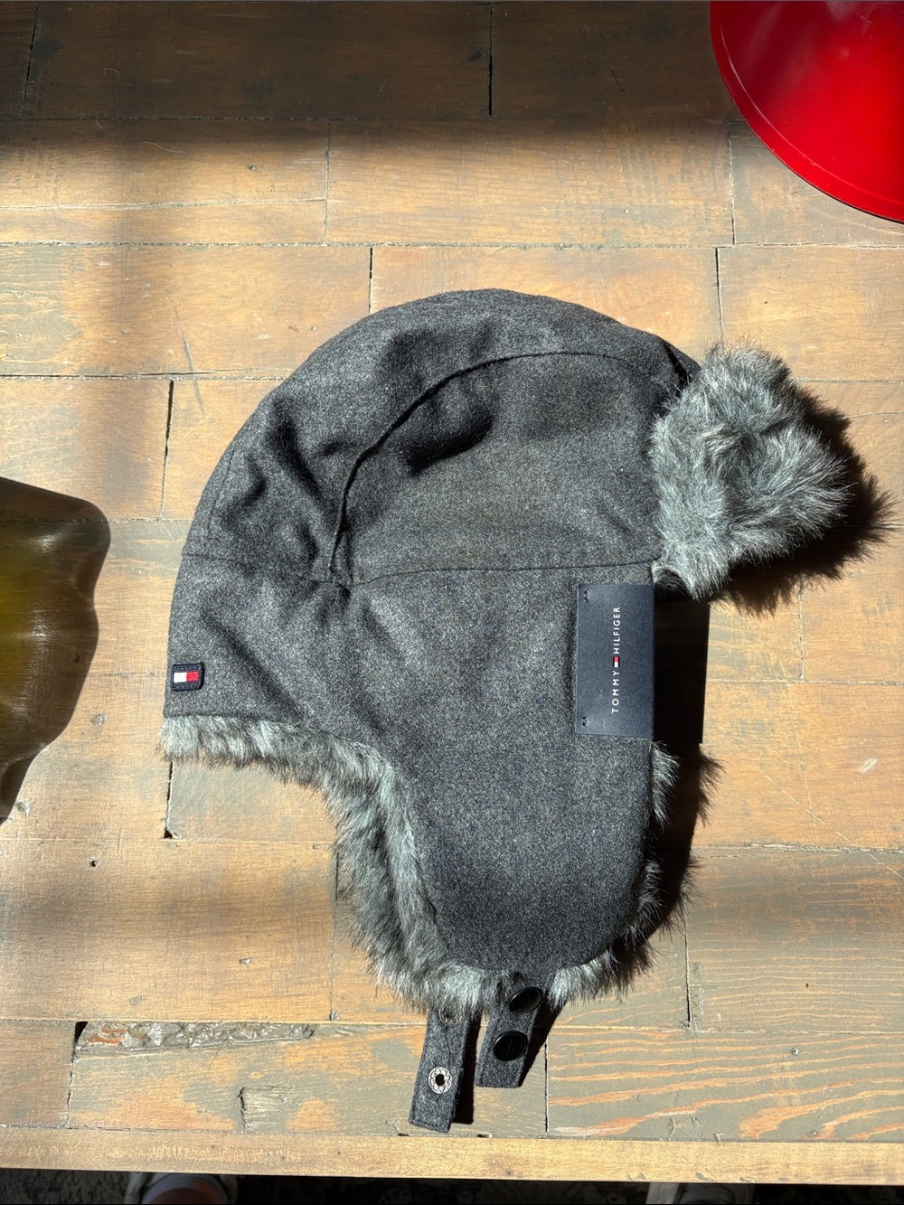 Tommy Hilfiger Dark Gray Faux-Fur Trapper Hat